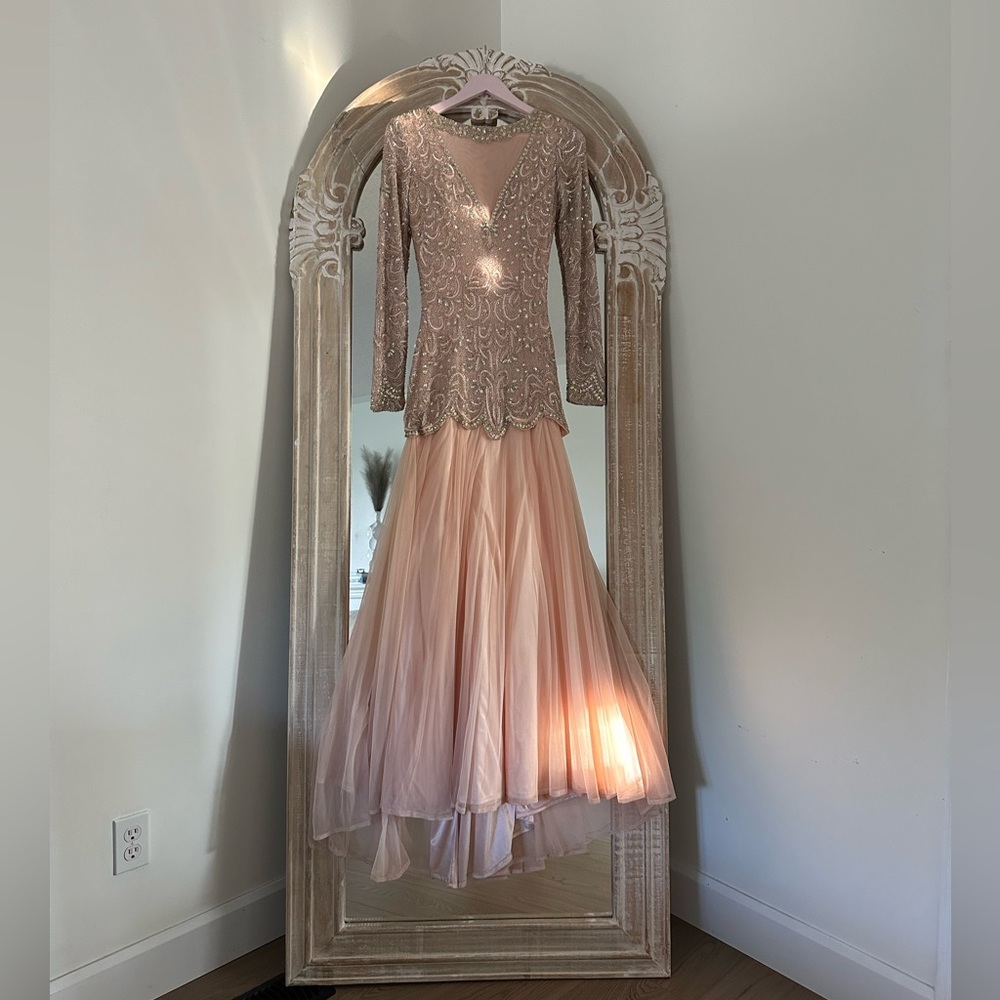 Long sleeve evening gown